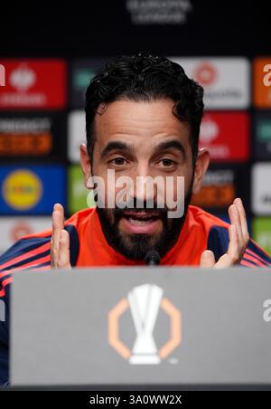 Ruben Amorim, manager de Manchester United, lors d'une conférence de presse au Reale Arena de Saint-Sébastien, en Espagne. Date de la photo : mercredi 5 mars 2025. Banque D'Images