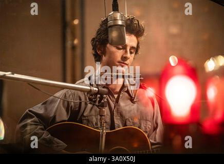 Un film Searchlight Pictures de 2024 avec Timothee Chalamet dans le rôle de Bob Dylan Banque D'Images