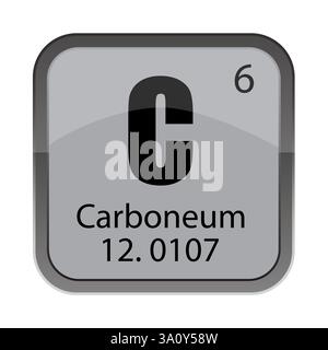 Elément en carbone. C symbole chimique. Numéro atomique 6. Carré du tableau périodique. Illustration de Vecteur