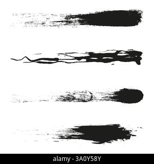 Coups de pinceau grunge. Marques de peinture à l'encre. Texture noire abstraite. Lignes vectorielles en détresse. Illustration de Vecteur