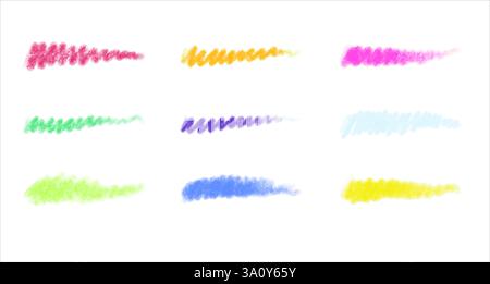 Ensemble de marqueur coloré, crayon, coups de pinceau de charbon de bois. Illustration de Vecteur