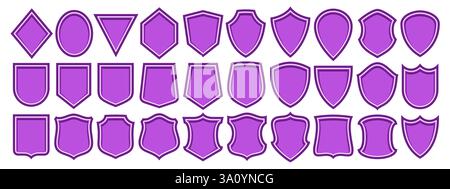 Vector Shield Icon Set, collection de 30 illustrations variété de boucliers anciens pour panneau de signe rétro ou certificat, groupe de différentes dispositions de bouclier avec Illustration de Vecteur
