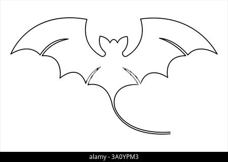 Bat un dessin de ligne simple continu pour l'illustration vectorielle de conception minimaliste linéaire d'Halloween Illustration de Vecteur