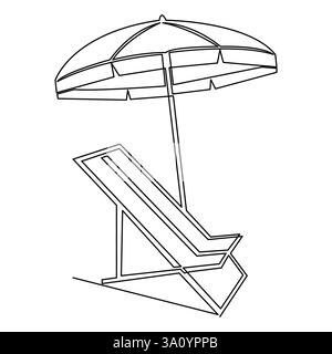 Dessin d'art continu à une ligne d'illustrations vectorielles de contour de parapluie Illustration de Vecteur