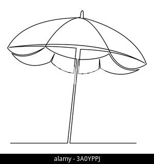 Dessin d'art continu à une ligne d'illustrations vectorielles de contour de parapluie Illustration de Vecteur