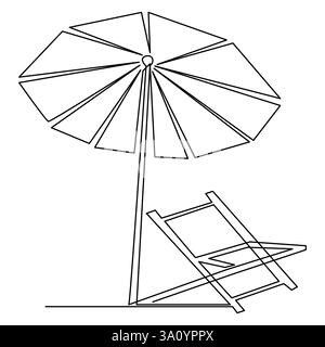 Dessin d'art continu à une ligne d'illustrations vectorielles de contour de parapluie Illustration de Vecteur