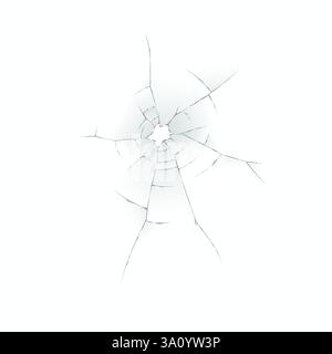 Illustration représentant une surface fissurée avec des lignes rayonnantes partant du centre. Les fissures créent un motif complexe, symbolisant la fragilité et l'impact. Illustration de Vecteur