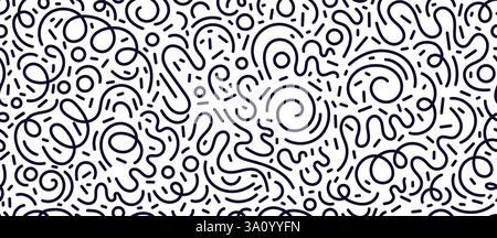 Confettis motif sans fin, formes gribouillées, courbes, vagues, longues rayures chaotiques. Fond enfantin dessiné à la main pour joyeux anniversaire, joyeux Noël et Illustration de Vecteur