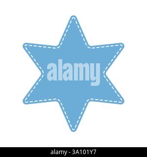 Motif cousu étoile bleu éclatant dans un contour simple Illustration de Vecteur