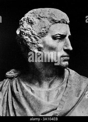 Politicien romain Marcus Junius Brutus, ancienne statue à tête de marbre, années 80 av. J.-C. Banque D'Images