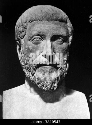 Philosophe grec Pythagore, buste en marbre Banque D'Images