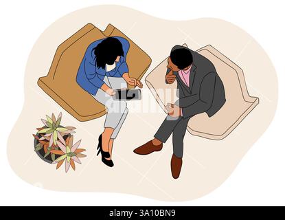 Les gens d'affaires sont assis sur un canapé Illustration de Vecteur
