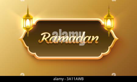 Couverture de cadre de Ramadan, carte de voeux. Vecteur Illustration de Vecteur