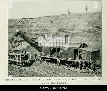 PELLE À VAPEUR DANS LES MINES DE LA MINE DE FER OLIVER CO. Marion Steam Shovel Co. De l'article MACHINES DE MANUTENTION DE MINERAI SUR LES GRANDS LACS AMÉRICAINS. Par James N. Hatch. Tiré de l'Engineering Magazine consacré au progrès industriel volume XXI 1901 The Engineering Magazine Co Banque D'Images