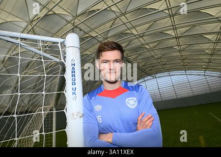 Oriam Sports Centre Édimbourg. Écosse, Royaume-Uni. 6 mars 2025. Conférence de presse Hearts avant la rencontre de la Coupe d'Écosse contre Dundee Credit : eric mccowat/Alamy Live News Banque D'Images