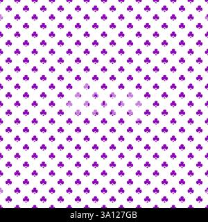 Motif sans couture de clubs violets signe de carte ou de trèfles à trois feuilles sur fond blanc Banque D'Images