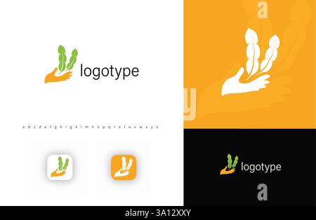 Main tenant des tiges de soja, symbolisant l'agriculture durable, l'agriculture biologique, la production alimentaire naturelle. Idéal pour l'agro-industrie, les entreprises alimentaires Illustration de Vecteur