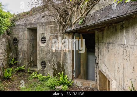 France, Finistère, pays d'Abers (pays des Abers), estuaire de l'Aber Wrac'h, blockhaus construit par les Allemands pendant la seconde Guerre mondiale dans le fort Vauban sur l'Ile Cezon Banque D'Images