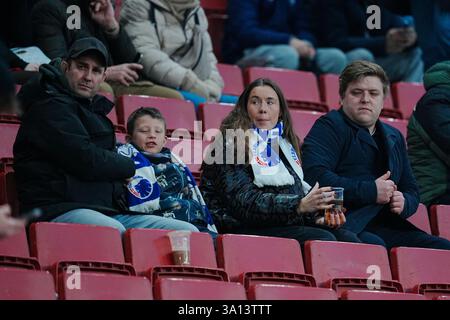 Copenhague, Danemark. 06 mars 2025. Fans avant la finale 1/8 de la Ligue des conférences de l'UEFA entre le FC Copenhague et le Chelsea FC au stade Parken de Copenhague, Danemark, jeudi 6 mars 2025. (Foto : Liselotte Sabroe/Ritzau Scanpix) crédit : Ritzau/Alamy Live News Banque D'Images