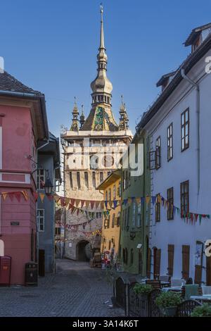 Vieille ville de Sighisoara 1, Transylvanie, Roumanie. Prise le 14 octobre. Banque D'Images