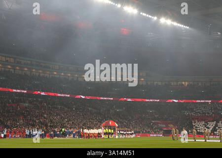 Hymnes nationaux Angleterre Lionesses v Espagne Wembley Stadium Londres Angleterre Royaume-Uni 26 février 2025 UEFA Women's Nations League Banque D'Images
