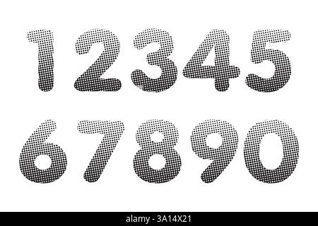 Ensemble de numéros noirs pop art. Illustration vectorielle. Eléments de modèle pour carte de vœux, web design. Jeu éducatif de mathématiques pour enfants Illustration de Vecteur