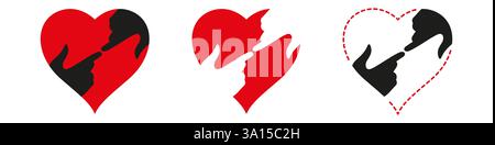 Rencontrez le Seigneur dans votre ensemble d'icônes de coeur. Forme de coeur et mains en contact. Illustration chrétienne vectorielle plate isolée sur fond blanc. La paix soit avec y Illustration de Vecteur