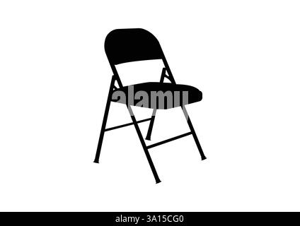 Silhouette de chaise pliante noire – icône portable, sièges, meubles Illustration de Vecteur