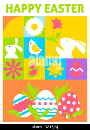 Joyeux vecteur Patchwork lapin de Pâques Illustration de Vecteur