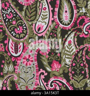 Vecteur de conception de cachemire floral sombre Illustration de Vecteur