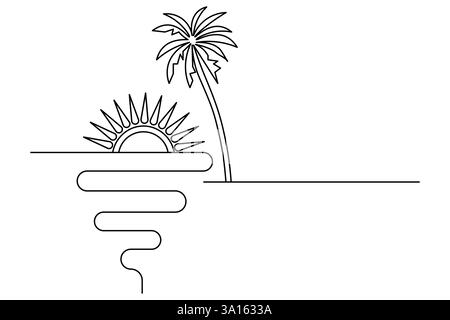 Illustration vectorielle d'art d'une ligne continue d'arbre de palmier Illustration de Vecteur