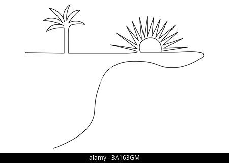 Illustration vectorielle d'art d'une ligne continue d'arbre de palmier Illustration de Vecteur
