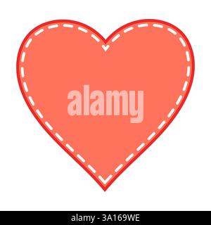 Coeur de corail cousu, sur fond blanc Illustration de Vecteur