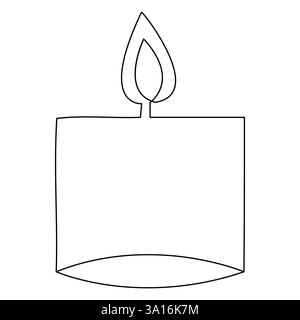 La bougie continue brûle l'art de dessin de feu par une ligne vectorielle illustration de minimalisme conception Illustration de Vecteur