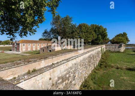 France, Charente maritime, Saintonge, Marennes Hiers Brouage, citadelle de Brouage, labellisé les plus Beaux villages de France, la halle alimentaire protégée par les remparts Banque D'Images