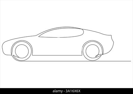 Dessin d'art simple continu d'une ligne du concept de course de voiture et illustration vectorielle de contour Illustration de Vecteur