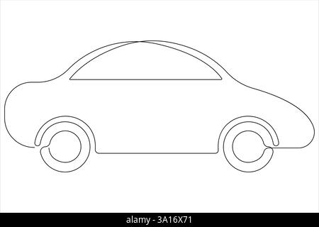Dessin d'art simple continu d'une ligne du concept de course de voiture et illustration vectorielle de contour Illustration de Vecteur