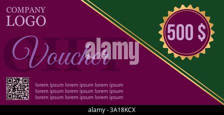 Modèle de chèque-cadeau isolé. Illustration de Vecteur