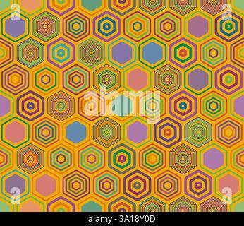 Fond hexagonal sans couture. Éléments géométriques de style et de couleur variés. Cellules hexagonales. Motif inclinable. Arrière-plan transparent. Illustration de Vecteur