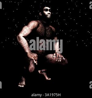 3d illustration d'un Homo Erectus Banque D'Images