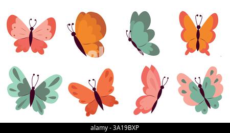 ensemble d'illustrations de papillon papillons vecteurs mignons Illustration de Vecteur