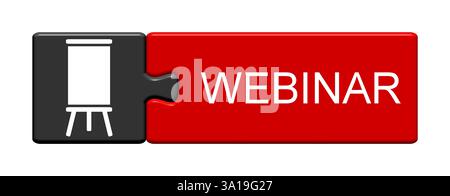 Bouton de puzzle isolé composé de deux parties avec symbole montre webinaire Banque D'Images