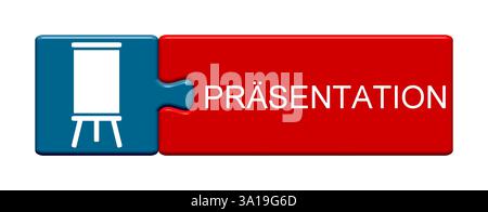 Bouton de puzzle isolé composé de deux parties avec le symbole montre la présentation Banque D'Images