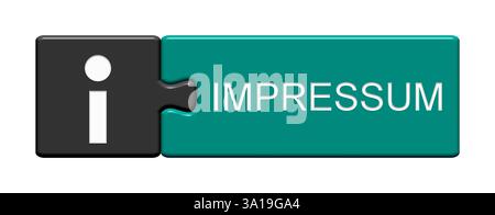 Bouton de puzzle isolé composé de deux parties avec le symbole montre l'empreinte Banque D'Images