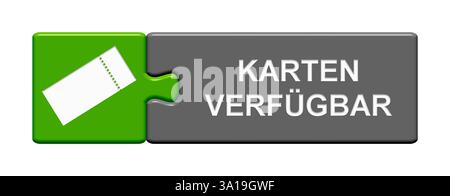 Bouton de puzzle isolé en deux pièces avec symbole de carte montrant les cartes disponibles Banque D'Images