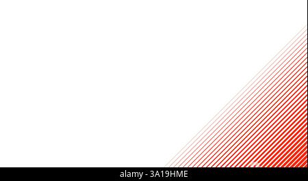 Carte blanche vierge avec dégradé de couleur diagonal dans le coin fait de rayures en rouge et blanc Banque D'Images