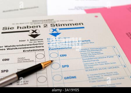 Bulletin de vote pour l'élection du Bundestag Banque D'Images