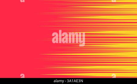 Dynamisme du mouvement avec énergie pop art. Des lignes de vitesse rouges et jaunes éclatantes rayonnent du centre, créant un effet de bande dessinée explosif. Idéal pour les bannières, les affiches et les arrière-plans. Illustration de Vecteur