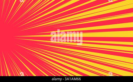 Fond d'action de bande dessinée avec flou de mouvement. Effet de vitesse avec des lignes de mouvement lumineuses et un impact énergétique. Idéal pour les graphismes de super-héros et les designs rapides. Illustration de Vecteur