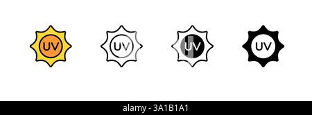 Variations des symboles UV dans différents styles représentant la protection contre les rayons ultraviolets Illustration de Vecteur